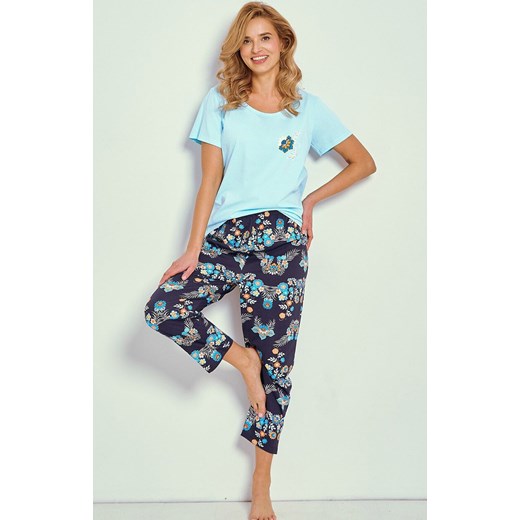 Bawełniana piżama damska Kristen 3329, Kolor turkusowy-wzór, Rozmiar M, Taro ze sklepu Intymna w kategorii Piżamy damskie - zdjęcie 178062607