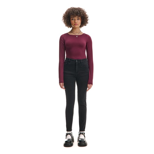 Cropp - Czarne jeansy skinny PETITE acid wash - czarny Cropp 42 Cropp
