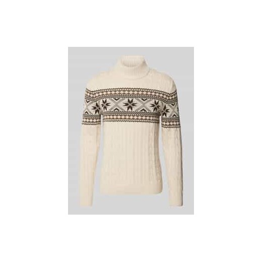 Sweter z dzianiny z prążkowanymi wykończeniami model ‘FLAKE’ ze sklepu Peek&Cloppenburg  w kategorii Swetry męskie - zdjęcie 178068768