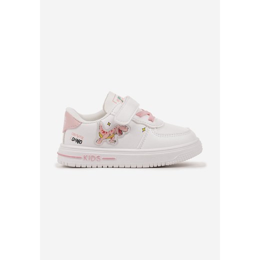 Biało-Różowe Buty Sportowe Sneakersy z Rzepem i Aplikacjami 3D Arlivin ze sklepu born2be.pl w kategorii Buty sportowe dziecięce - zdjęcie 178071036