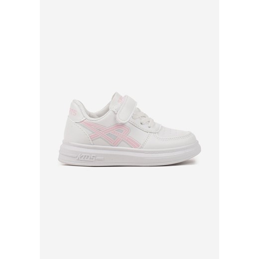 Biało-Różowe Buty Sportowe Sneakersy z Dodatkowym Zapięciem na Rzep Solivia ze sklepu born2be.pl w kategorii Buty sportowe dziecięce - zdjęcie 178071039