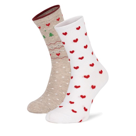 Zestaw 2 par wysokich skarpet damskich Jenny Fairy 4WB-004-AW24 (2-pack) Biały Jenny Fairy 41 eobuwie.pl