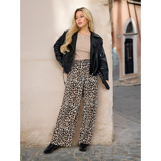 Sinsay - Spodnie wide leg w panterkę - wielobarwny Sinsay S Sinsay
