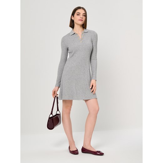 Sinsay - Sukienka z kołnierzykiem - szary Sinsay XL Sinsay