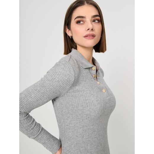 Sinsay - Sukienka z kołnierzykiem - szary Sinsay M Sinsay