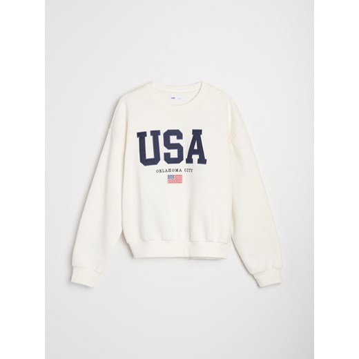 Sinsay - Bluza z napisem - kremowy Sinsay L Sinsay