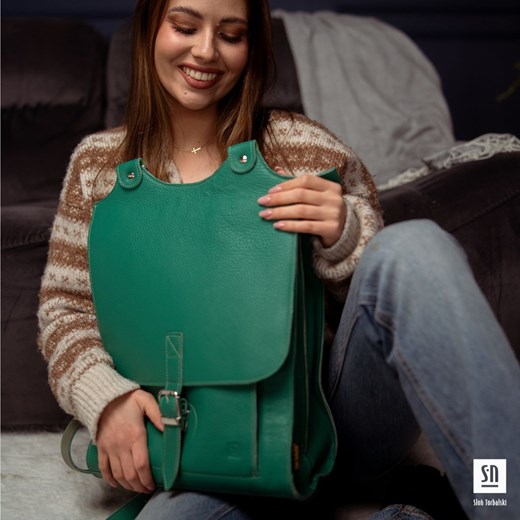 zielony plecak skórzany Karol ze sklepu Słoń Torbalski w kategorii Plecaki - zdjęcie 178085928