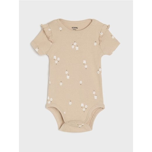 Sinsay - Body z falbanką - beżowy ze sklepu Sinsay w kategorii Odzież dla niemowląt - zdjęcie 178086746