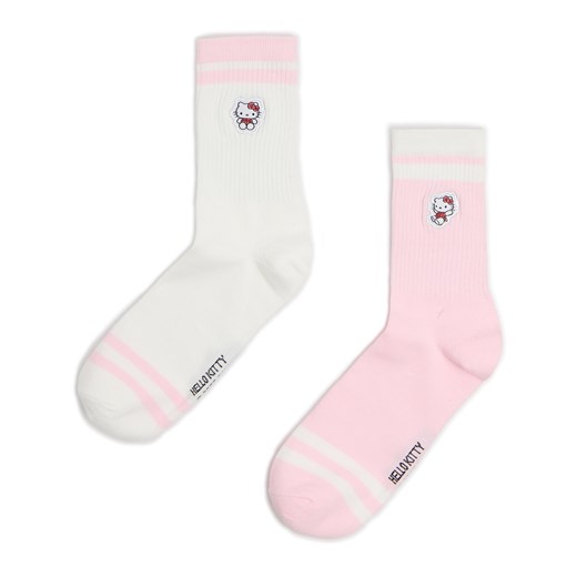 Cropp - 2 pack różowo-białych skarpet Hello Kitty - różowy Cropp 39-41 Cropp