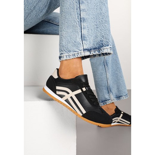 Czarne Sneakersy Klasyczne Tenisówki Zdobione Przeszyciami Ellexia ze sklepu renee.pl w kategorii Buty sportowe damskie - zdjęcie 178088629