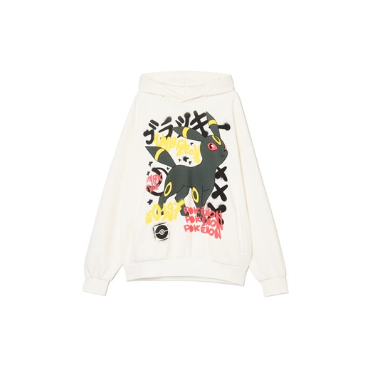Cropp - Kremowa bluza hoodie Pokémon z Umbreonem UNISEX - kremowy ze sklepu Cropp w kategorii Bluzy męskie - zdjęcie 178091149