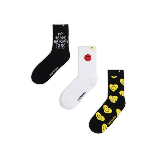 Cropp - 3 pack długich skarpet Smiley® World - czarny ze sklepu Cropp w kategorii Skarpetki męskie - zdjęcie 178091155