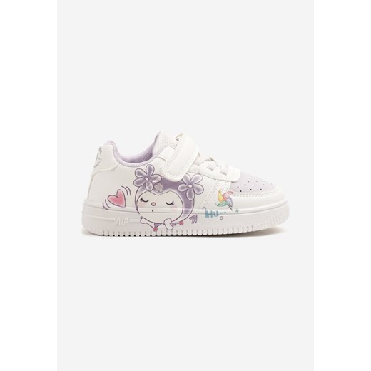 Biało-Fioletowe Buty Sportowe Sneakersy Ozdobione Perforacją i Kwiatami Fonlira ze sklepu born2be.pl w kategorii Buty sportowe dziecięce - zdjęcie 178091346