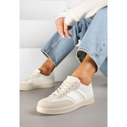 Beżowe Sneakersy w Stylu Tenisówek z Paskami Eleaniria ze sklepu renee.pl w kategorii Buty sportowe damskie - zdjęcie 178093707