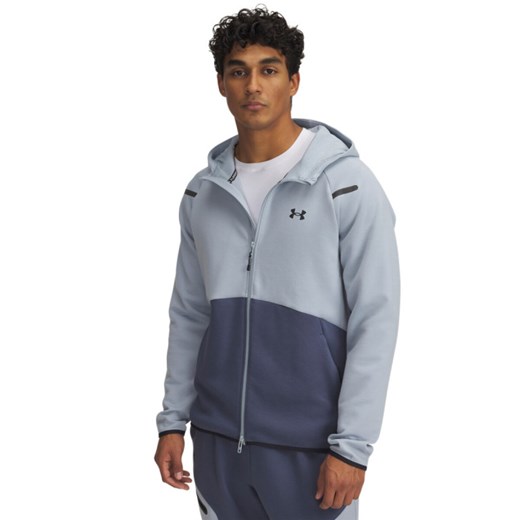 Męska bluza dresowa rozpinana z kapturem Under Armour UA Unstoppable Flc Fz Hd Eu - szara ze sklepu Sportstylestory.com w kategorii Bluzy męskie - zdjęcie 178095469