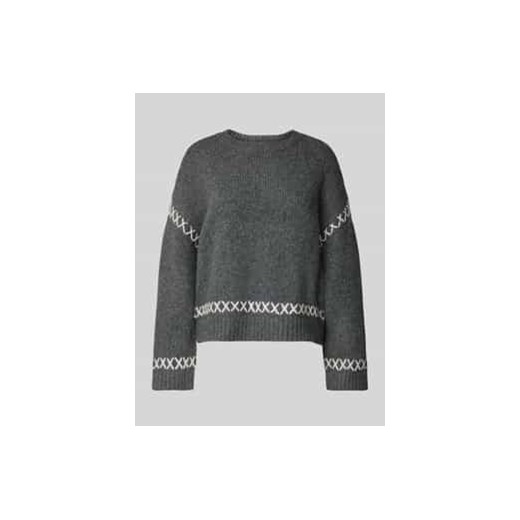 Sweter z dzianiny o kroju regular fit z prążkowanymi wykończeniami model ‘AMANDA’ ze sklepu Peek&Cloppenburg  w kategorii Swetry damskie - zdjęcie 178095986
