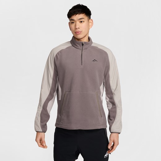 Męska dzianinowa bluza do biegania z zamkiem 1/4 Nike Trail Polartec® - Szary Nike L Nike poland