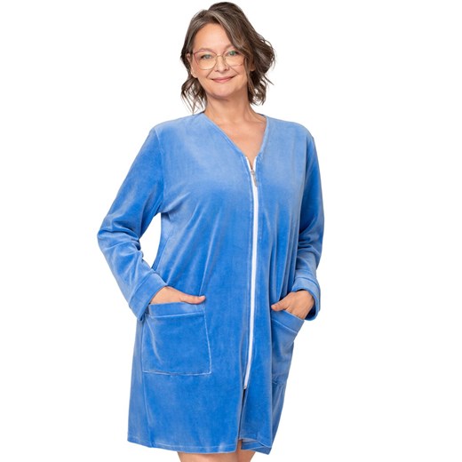 Zapinany szlafrok damski Kamila III 255 22, Kolor niebieski, Rozmiar 2XL, MARTEL ze sklepu Intymna w kategorii Szlafroki damskie - zdjęcie 178098817