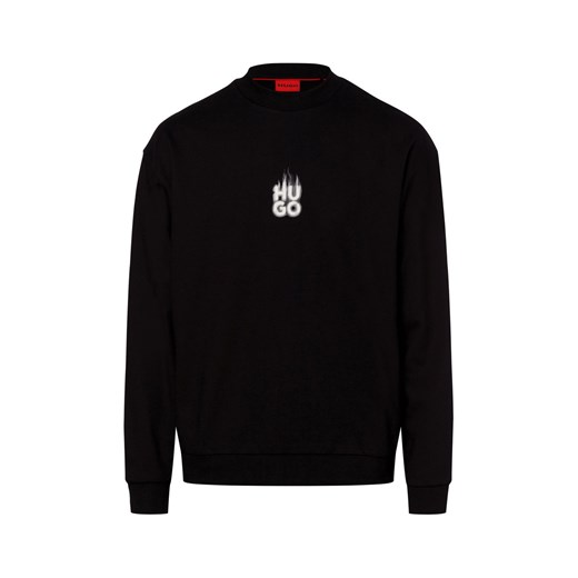 HUGO Bluza męska - Durungu Mężczyźni Bawełna czarny jednolity ze sklepu vangraaf w kategorii Bluzy męskie - zdjęcie 178099478