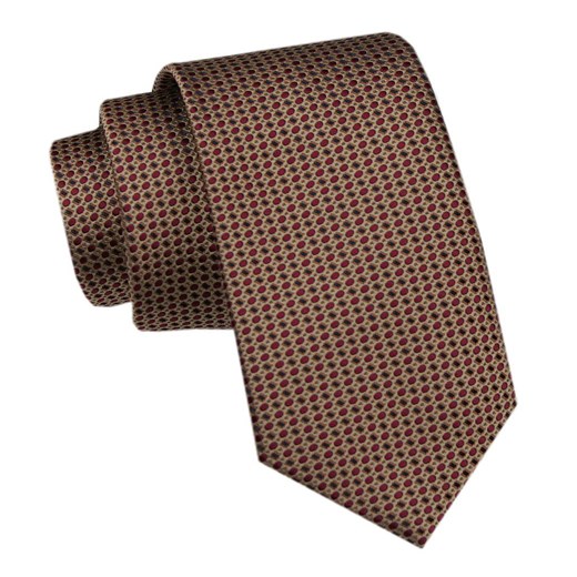 Elegancki Krawat Męski - Alties -  Beżowy, Małe Groszki  KRALTS1103 ze sklepu JegoSzafa.pl w kategorii Krawaty - zdjęcie 178099596