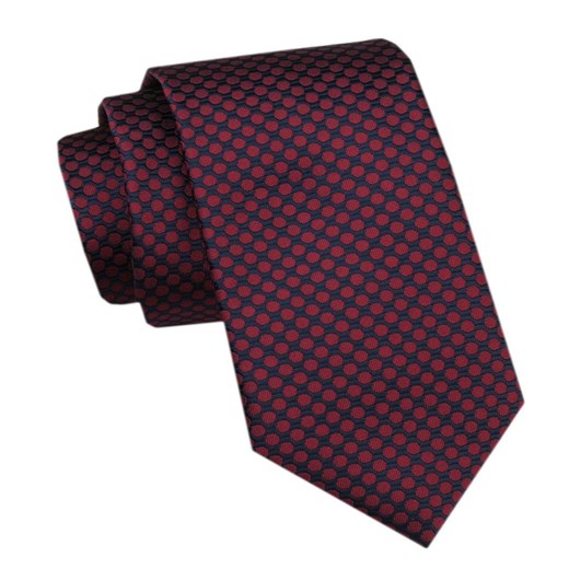 Elegancki Krawat Męski - Alties - Granatowy w Czerwone Grochy KRALTS1107 ze sklepu JegoSzafa.pl w kategorii Krawaty - zdjęcie 178099628