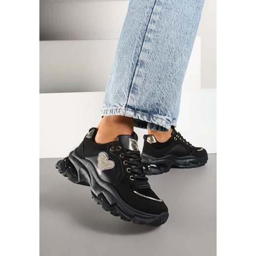 Czarne Sneakersy w Stylu Streetwearowym z Brokatem na Tłocznej Podeszwie Soledis ze sklepu renee.pl w kategorii Buty sportowe damskie - zdjęcie 178100525