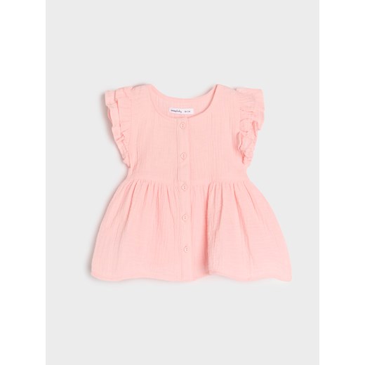 Sinsay - Bluzka z falbankami przy rękawach - różowy Sinsay 86 Sinsay