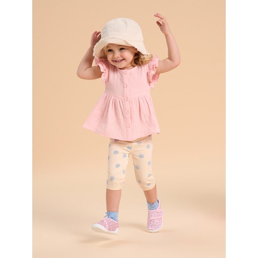 Sinsay - Bluzka z falbankami przy rękawach - różowy Sinsay 92 Sinsay