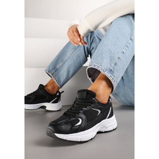 Czarne Sneakersy na Grubej Podeszwie z Cholewką z Siateczką Zollexia ze sklepu renee.pl w kategorii Buty sportowe damskie - zdjęcie 178102616