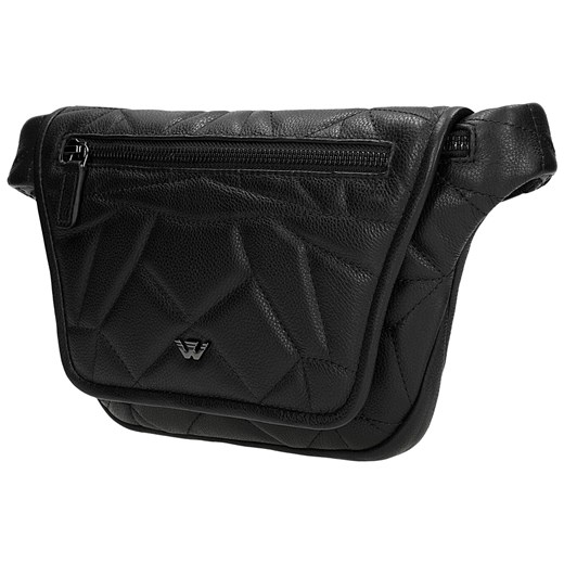 Wojas Czarna Skórzana Torebka Nerka Z Pikowanym Geometrycznym Wzorem Wojas  Wojas