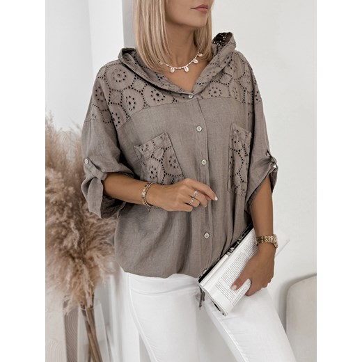 bluza demet brązowa one size ze sklepu UBRA w kategorii Bluzy damskie - zdjęcie 178107085