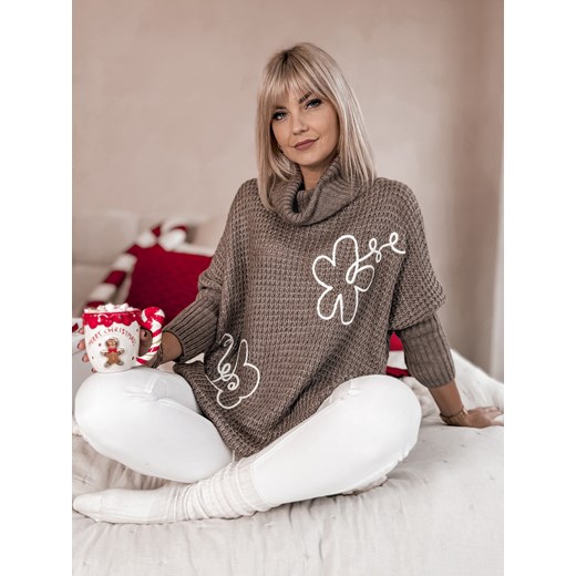 sweter teamo ciemnobeżowy one size ze sklepu UBRA w kategorii Swetry damskie - zdjęcie 178107107