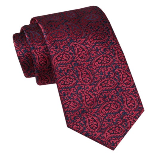 Modny Męski Krawat - Alties - Duży Czerwony Wzór Paisley KRALTS1133 ze sklepu JegoSzafa.pl w kategorii Krawaty - zdjęcie 178107259