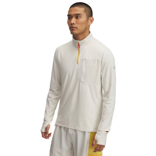 Męski longsleeve do biegania Under Armour UA Trail Run Quarter Zip - beżowy ze sklepu Sportstylestory.com w kategorii T-shirty męskie - zdjęcie 178107658