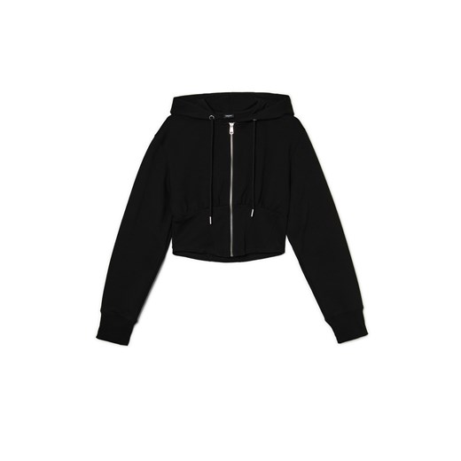 Cropp - Czarna krótka bluza z kapturem - czarny Cropp L Cropp