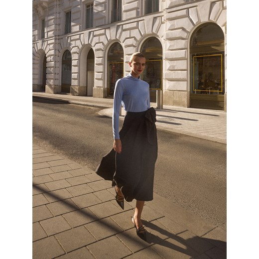 Mohito - Bluzka ze stójką - błękitny Mohito L Mohito okazyjna cena