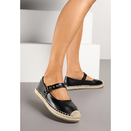 Czarne Espadryle z Plecionką i Paskiem Galvesis ze sklepu renee.pl w kategorii Espadryle damskie - zdjęcie 178115108