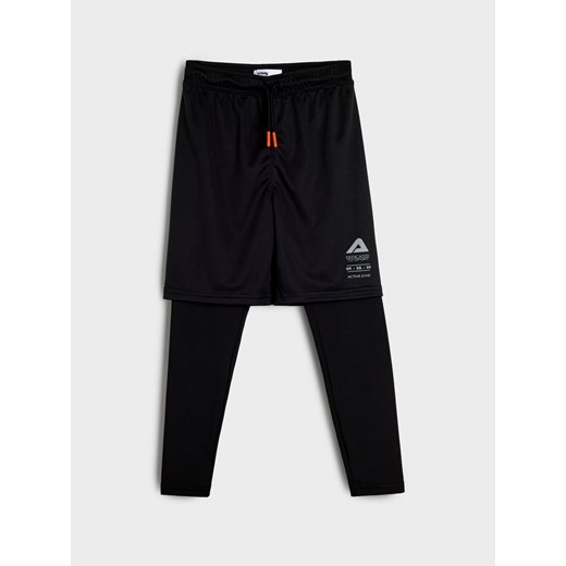 Sinsay - Legginsy sportowe z krótkimi spodenkami ACTIVE - czarny Sinsay 128 Sinsay