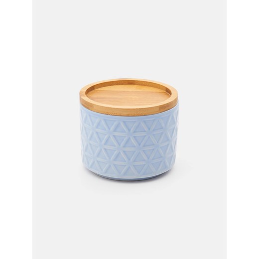 Sinsay - Ceramiczny pojemnik do przechowywania z bambusową pokrywką - niebieski Sinsay One Size Sinsay