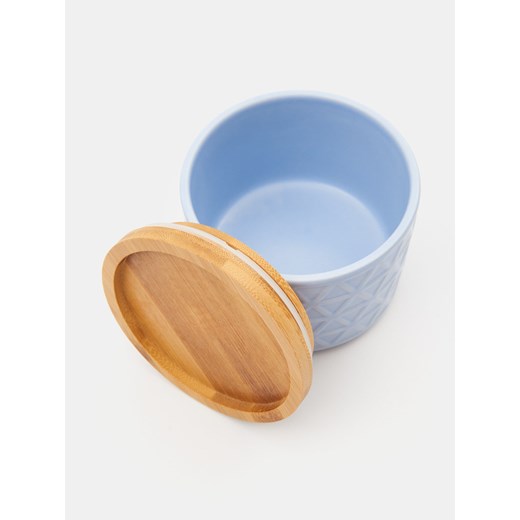 Sinsay - Ceramiczny pojemnik do przechowywania z bambusową pokrywką - niebieski Sinsay One Size Sinsay