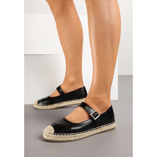 Czarne Espadryle Ozdobione Paskiem i Plecionką Noniara ze sklepu born2be.pl w kategorii Espadryle damskie - zdjęcie 178119248