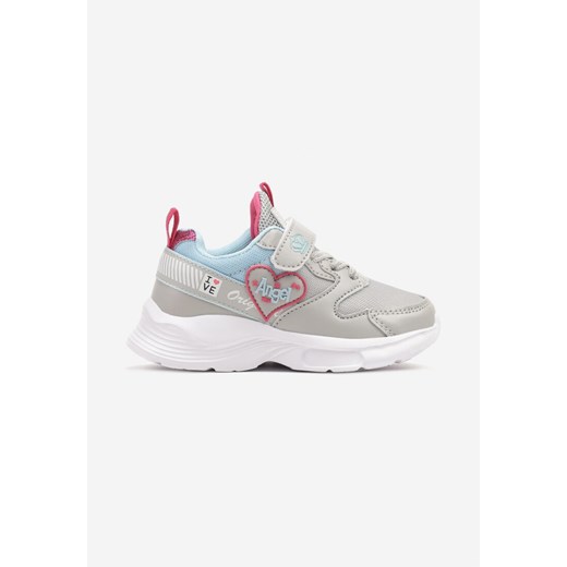 Szaro-Niebieskie Buty Sportowe Sneakersy z Ozdobnym Sercem i Napisem Cilaila ze sklepu born2be.pl w kategorii Buty sportowe dziecięce - zdjęcie 178119295