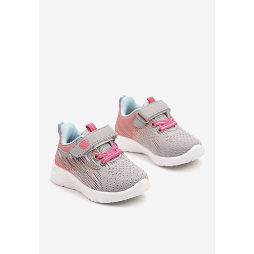 Jasnoszare Buty Sportowe z Koroną i Paskami Araviera 24 promocja born2be.pl