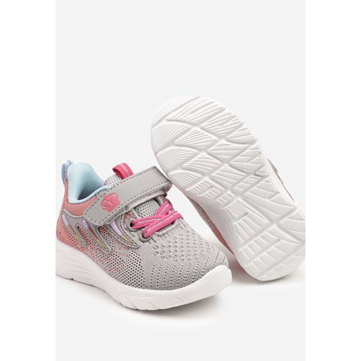 Jasnoszare Buty Sportowe z Koroną i Paskami Araviera 20 born2be.pl wyprzedaż