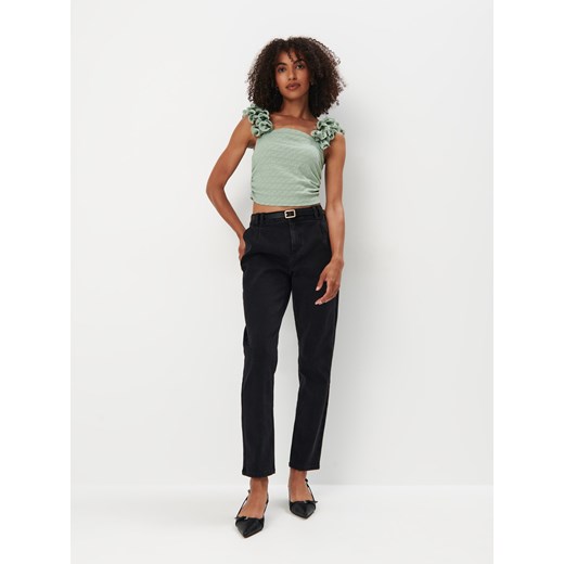 Mohito - Jeansy chino slim z paskiem - czarny Mohito 42 wyprzedaż Mohito