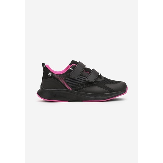 Czarno-Fuksjowe Buty Sportowe Sneakersy z Tłoczoną Cholewką Fonwin ze sklepu born2be.pl w kategorii Buty sportowe dziecięce - zdjęcie 178120787