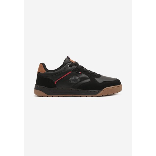 Czarne Buty Sportowe Sneakersy z Perforacją i Tłoczeniem Tatiritia ze sklepu born2be.pl w kategorii Buty sportowe męskie - zdjęcie 178125786