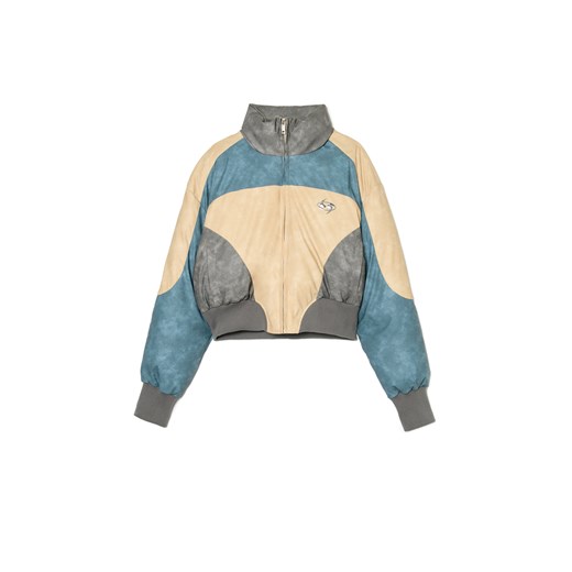 Cropp - Kurtka puffer z kolorowej sztucznej skóry - beżowy Cropp L Cropp