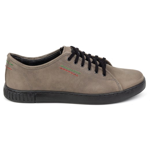 Buty Polbut Skórzane Sneakersy Męskie Model 2129 szare ze sklepu butyolivier w kategorii Półbuty męskie - zdjęcie 178128975