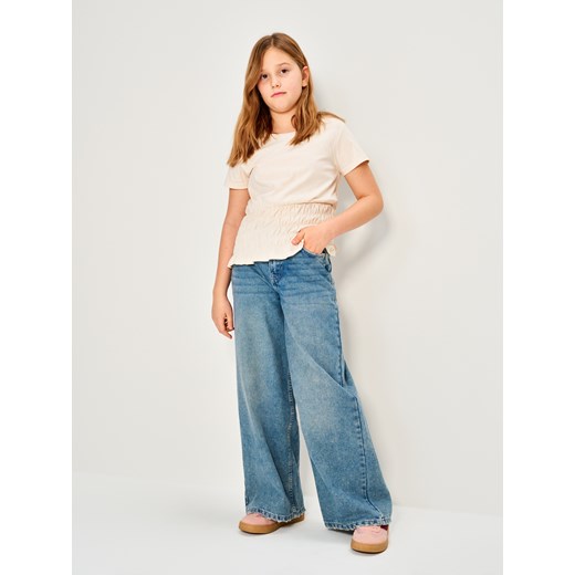 Sinsay - Koszulka z marszczeniami - beżowy Sinsay 158 Sinsay